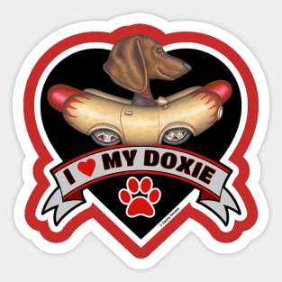 Funny Cute I Love My Doxie Dachshund Dog Heart Design Sticker